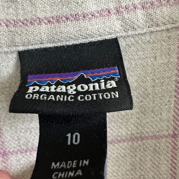 Patagonia‎ Button Down Long Sleeve Shirt Women's 10 Cream Plaid Lightweight - Picture 3 of 6